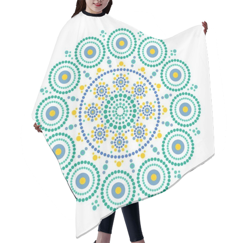 Personality  Mandala Rangoli Ethnic Pattern. Aboriginal Round Boho Style Pattern. Dot Painting Illustration. Hair Cutting Cape