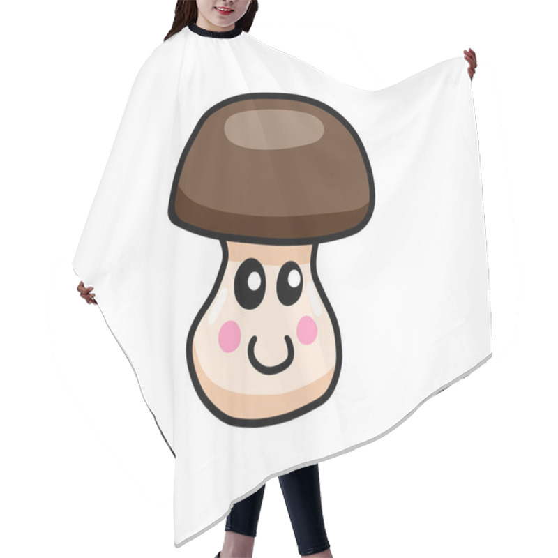 Personality  Digital Illustration Of A Cartoon Adorable Mushroom Hair Cutting Cape