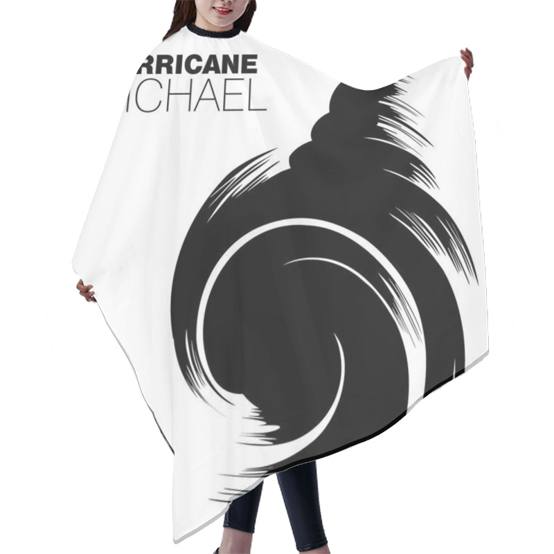 Personality  Brush Style Design Of Hurricane Michael In Big Bold Black Strokes On An Isolated White Background Hair Cutting Cape