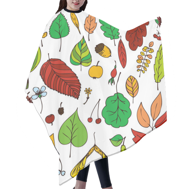 Personality  Vector Set Of Leaves Hair Cutting Cape