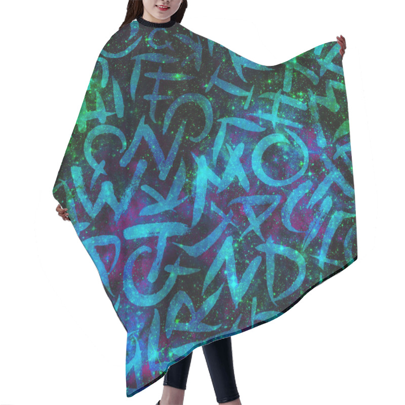 Personality  Alphabet Seamless Pattern.  Fashion Hand Drawn  Hair Cutting Cape