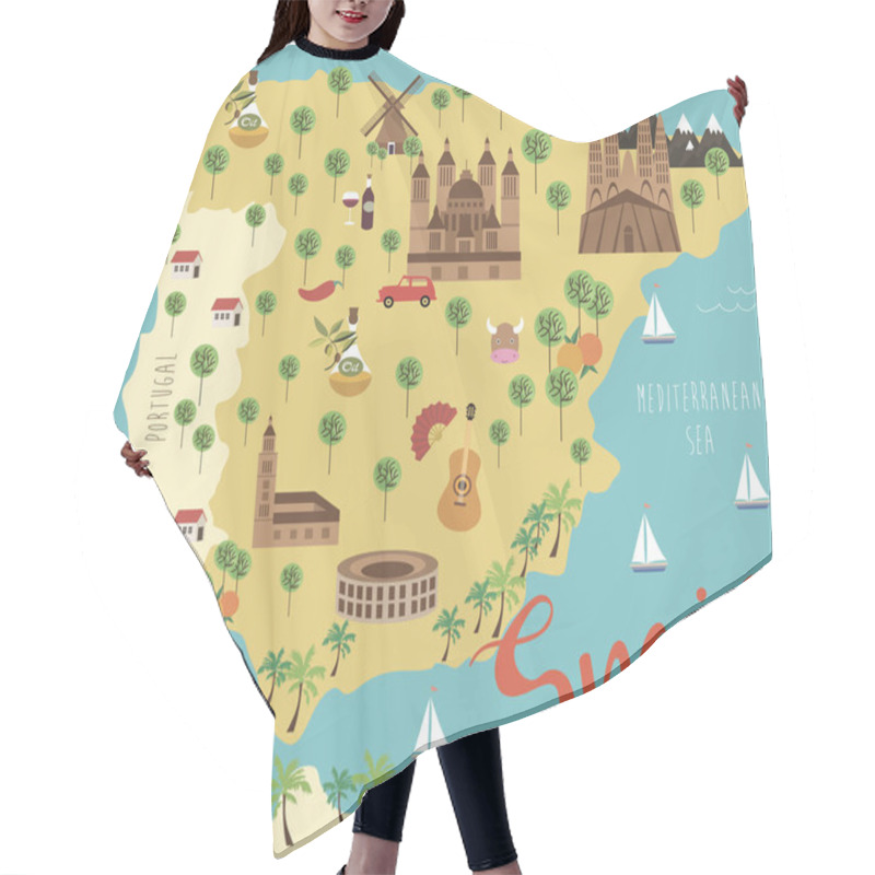 Personality  Illustration Map Of Spain  Hair Cutting Cape