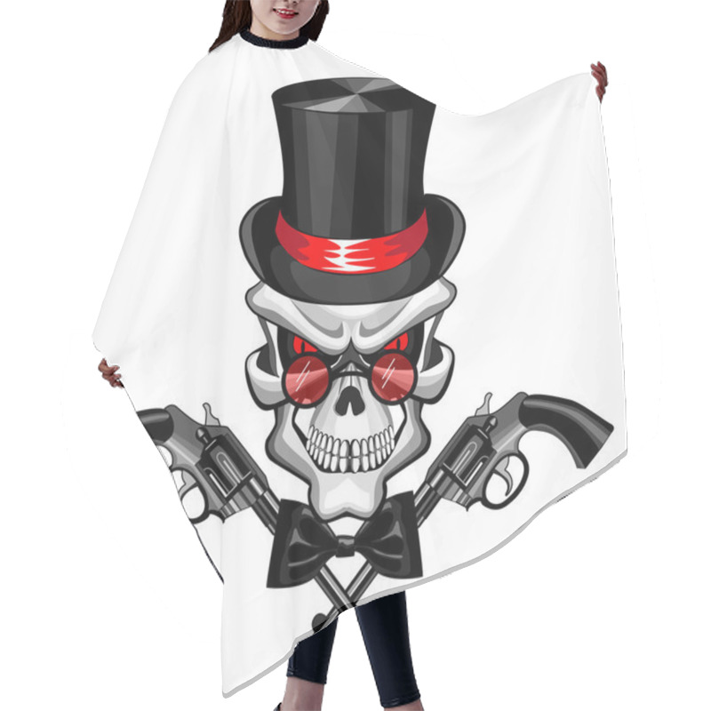 Personality  Skull Wearing A Hat With A Pistol Hair Cutting Cape