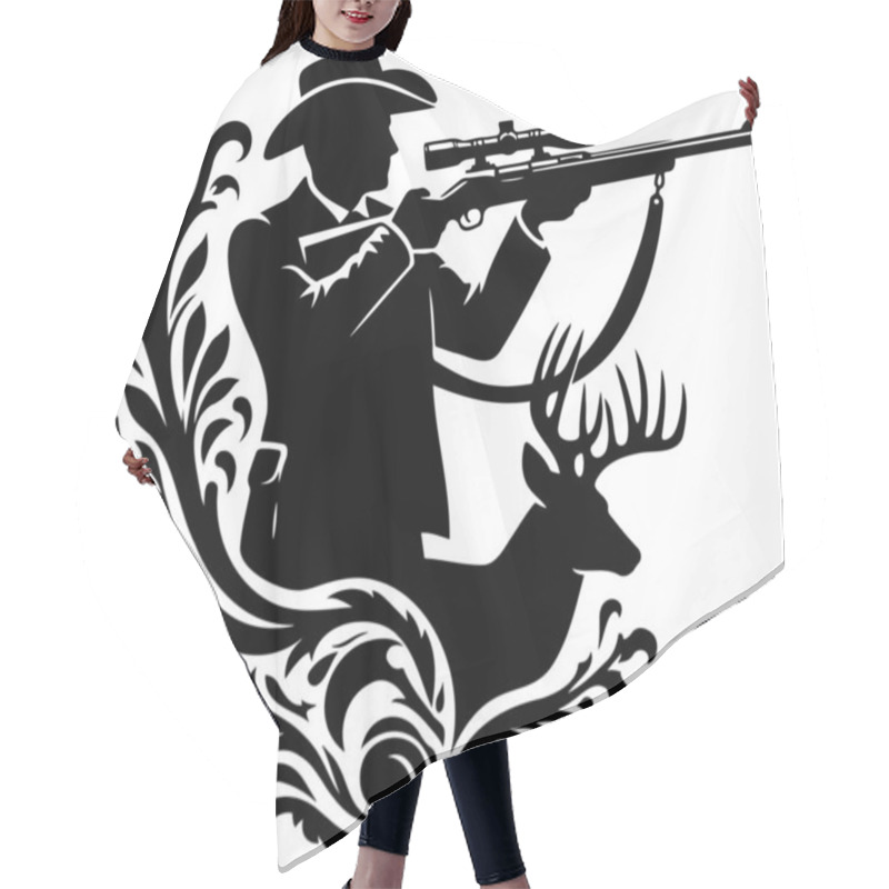 Personality  Decorative Hunter Stencil With Rifle And Scope Detail Hair Cutting Cape