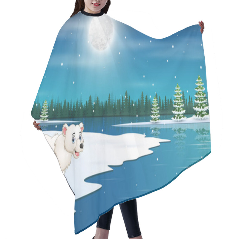 Personality  Cute Polar Bear In The Winter Background Hair Cutting Cape