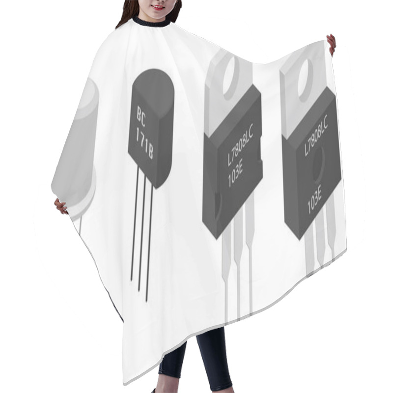 Personality  Isometric Electronic Components Transistors Hair Cutting Cape