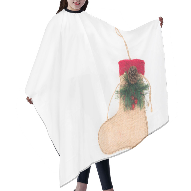 Personality  Christmas Sock Isolated On White Background Hair Cutting Cape