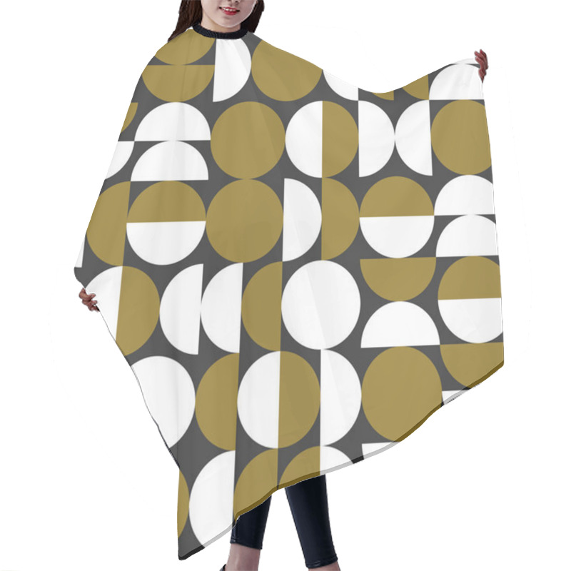 Personality  Bauhaus Abstract Pattern In Swiss Style. Retro Geometric Background With Circles. Seamless Pattern With Geometric Shapes Hair Cutting Cape