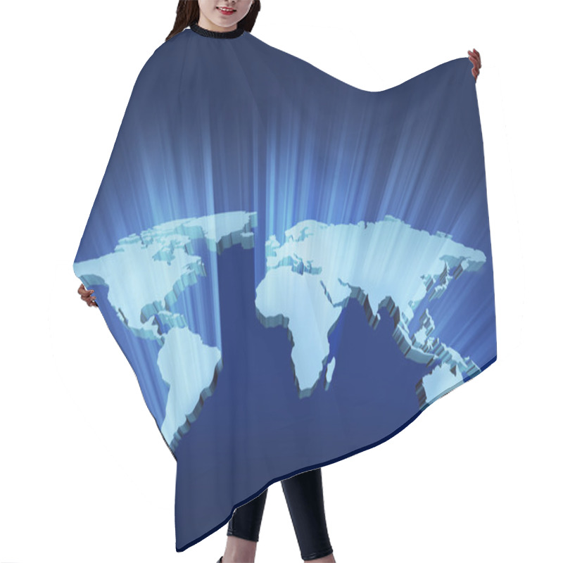 Personality  Glowing 3D Wold Map Hair Cutting Cape