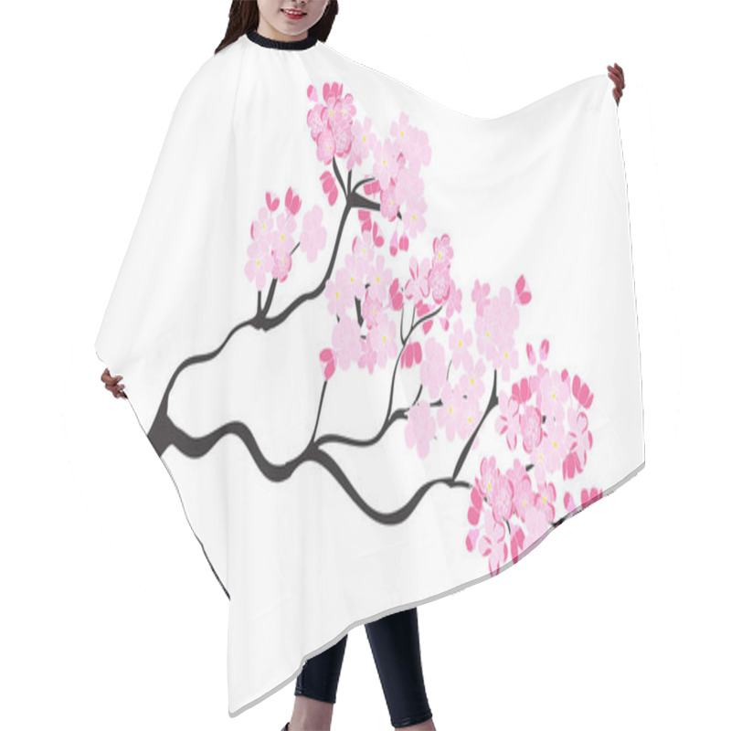 Personality  Free Hand Sakura Flower Vector Set, Beautiful Line Art Peach Blossom  Hair Cutting Cape