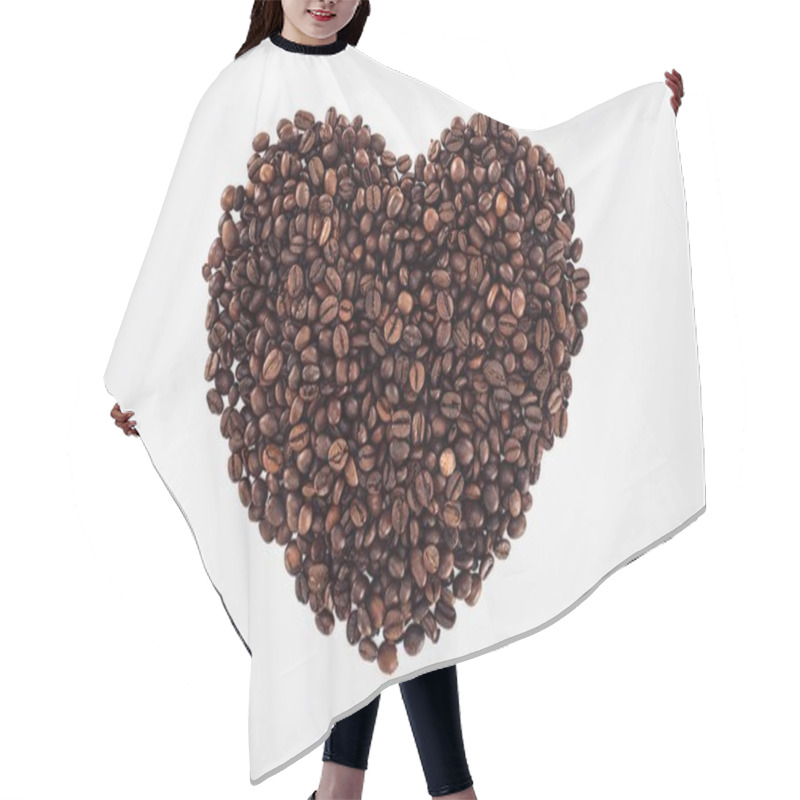 Personality  Close-up View Of Heart Made From Roasted Coffee Beans Isolated On White  Hair Cutting Cape