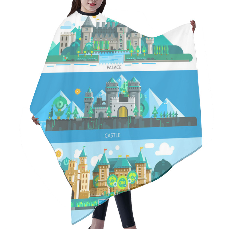 Personality  Antique Castles Horizontal Banners Hair Cutting Cape