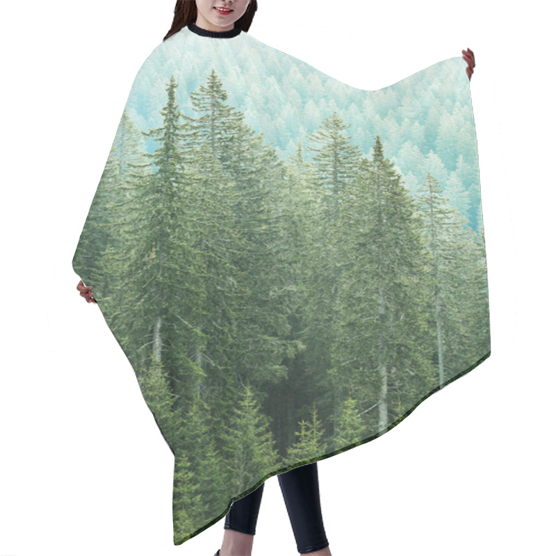 Personality  Green Coniferous Forest With Old Spruce, Fir And Pine Trees Hair Cutting Cape