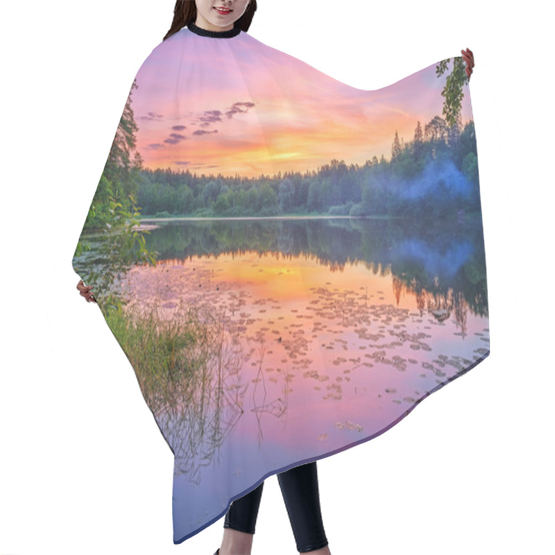 Personality  Foggy Sunrise On A Lake Hair Cutting Cape