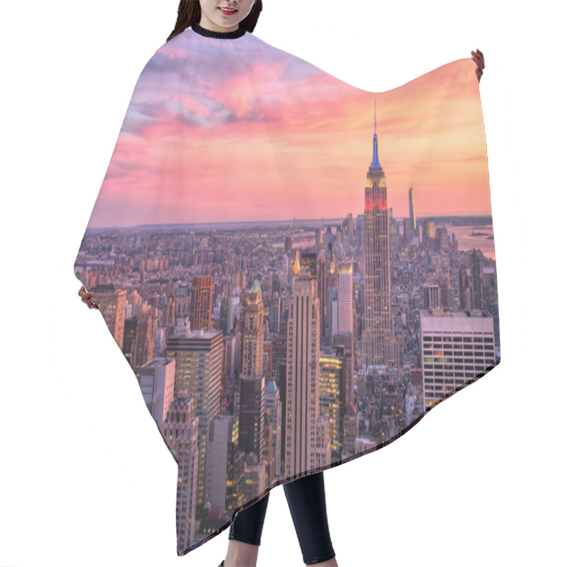 Personality  New York City Midtown With Empire State Building At Amazing Sunset Hair Cutting Cape