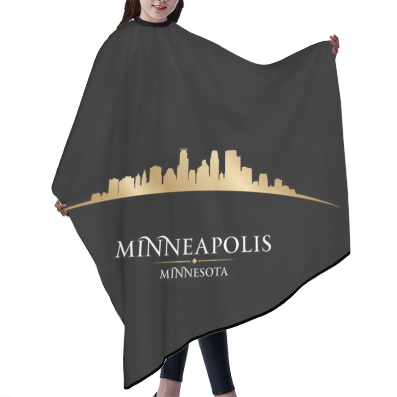 Personality  Minneapolis Minnesota City Skyline Silhouette Black Background Hair Cutting Cape