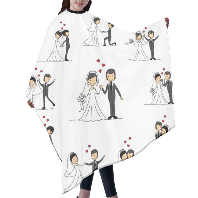 Personality  Wedding Cartoon Characters - The Bride And Groom Hair Cutting Cape