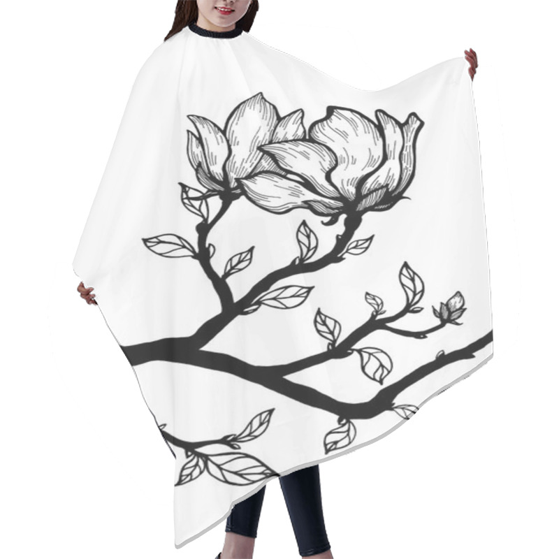 Personality  Magnolia Branch With Flowers Hair Cutting Cape