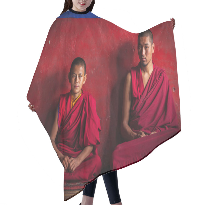 Personality  Tibetan Buddhist Monks In Diskit Monastery. Nubra Valley, Ladakh Hair Cutting Cape