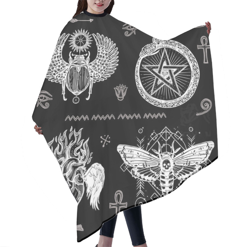 Personality  Variety Of Tattoo Cartoon Set Hair Cutting Cape