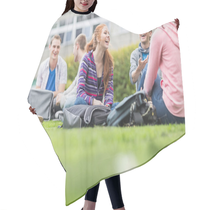 Personality  College Students Sitting In The Park Hair Cutting Cape