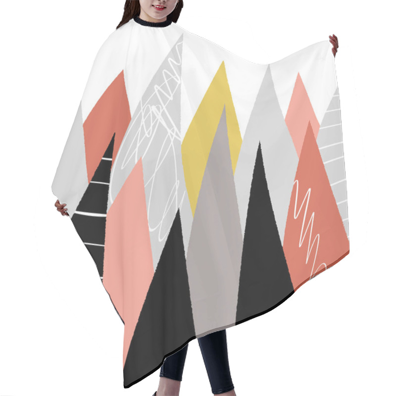 Personality  Vector Hand Drawn Modern Stylish Poster With Pattern In Scandinavian Style Hair Cutting Cape