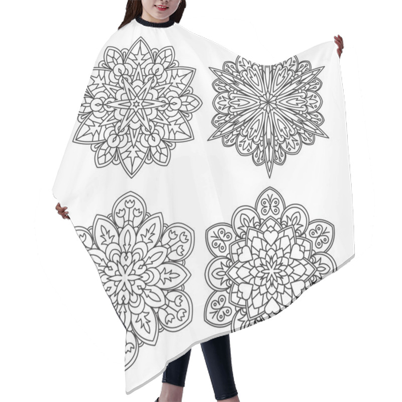 Personality  Set Of Mandalas Decorative Elements Hair Cutting Cape