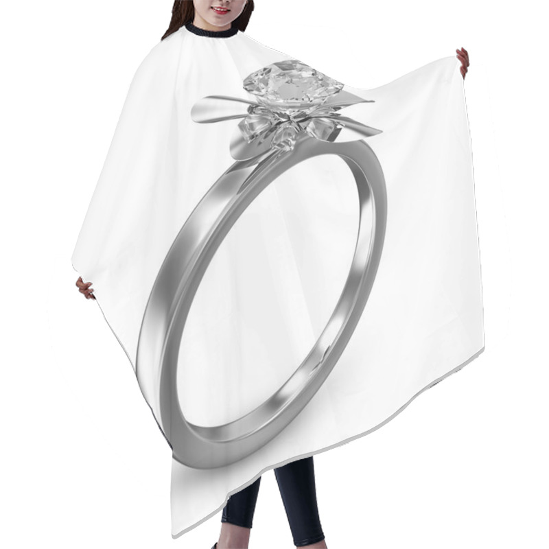 Personality  The Beauty Platinum Wedding Ring With Diamond On White Background Hair Cutting Cape