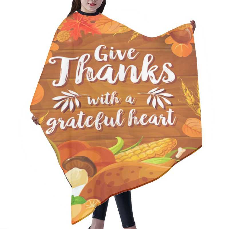 Personality  Thanksgiving Day Dinner Banner On Wood Background Hair Cutting Cape