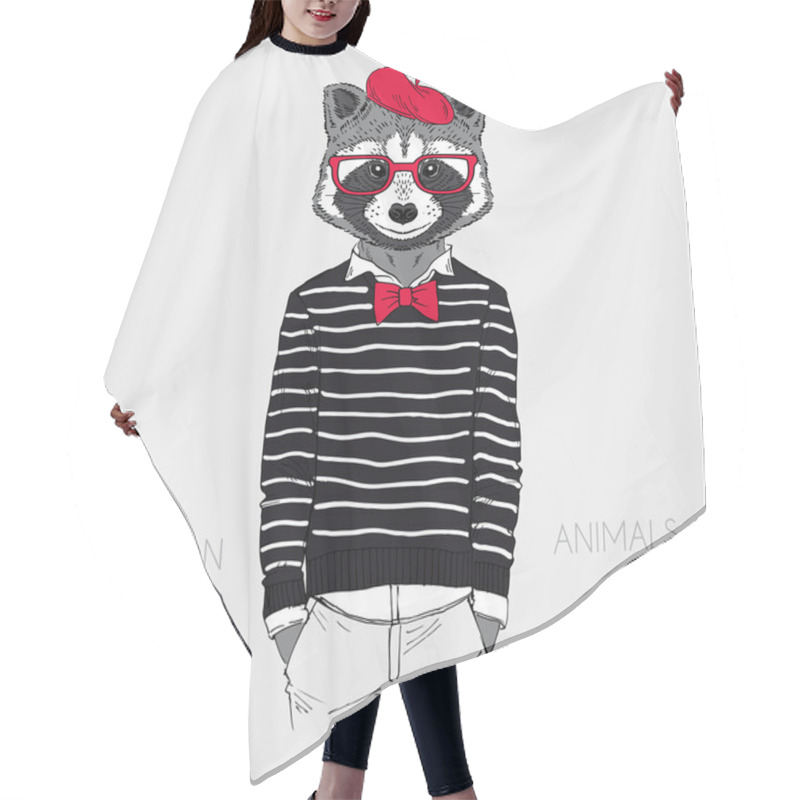 Personality  Dressed Up Raccoon Hair Cutting Cape