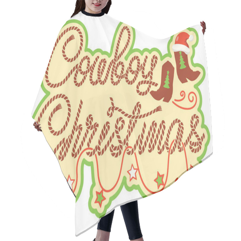 Personality  Cowboy Christmas Background With Cowboy Christmas Text. Cowboy Boots And Rope Text On Vintage Old Paper Background. This Design Captures The Spirit Of Country Style Christmas Vintage Card Background. Hair Cutting Cape