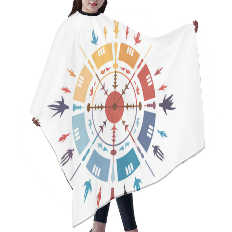 Personality  Native American Medicine Wheel Vector Flat Isolated Vector Style Illustration Hair Cutting Cape