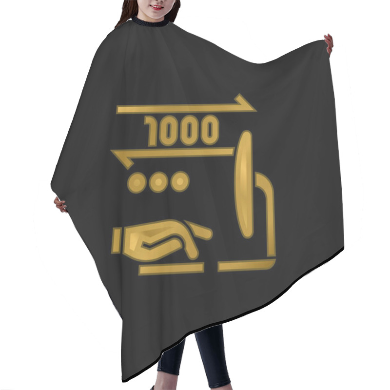 Personality  Binary Gold Plated Metalic Icon Or Logo Vector Hair Cutting Cape