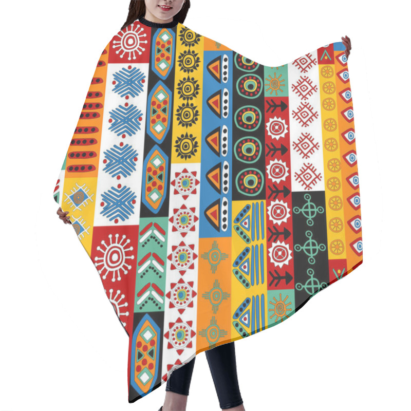 Personality  Vertical Rows With Ethnic Motifs And Symbols Hair Cutting Cape