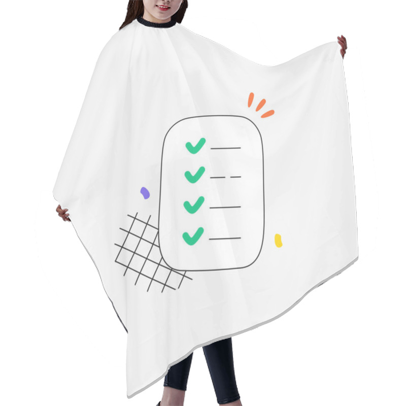 Personality  A Checklist With Green Check Marks Symbolizing Task Completion, Approval Process, And Successful Project Management. Perfect For Illustrating Productivity And Goal Achievement. Hair Cutting Cape