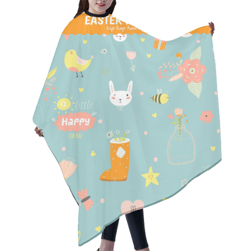 Personality  Funny Seamless Pattern With Animals Hair Cutting Cape