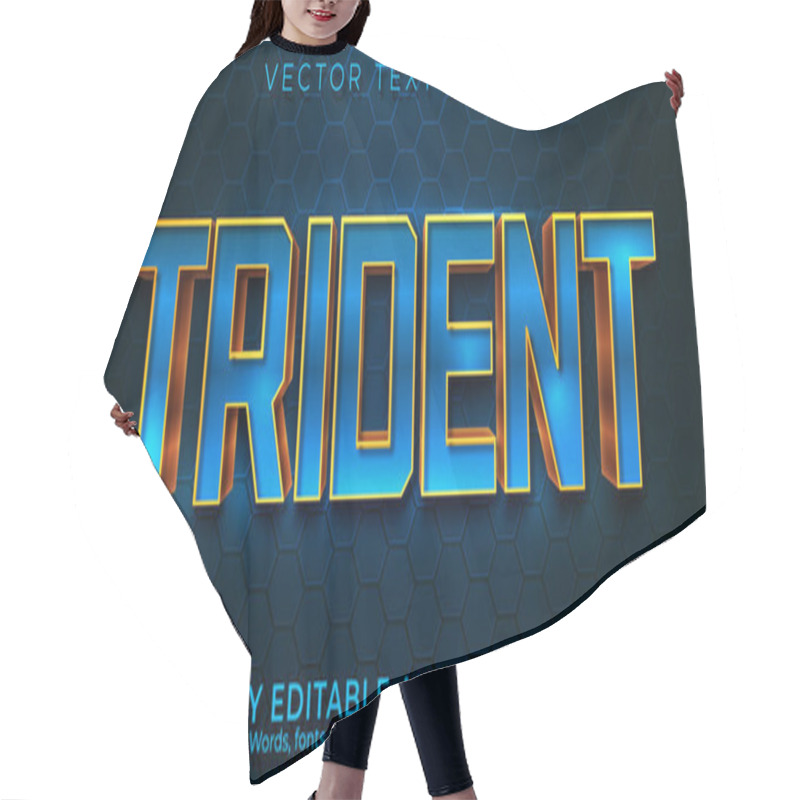 Personality  Editable Text Effect Trident, 3d Water And Ocean Font Style Hair Cutting Cape