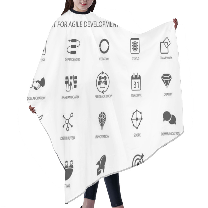 Personality  Agile Software Development Vector Icon Set Hair Cutting Cape