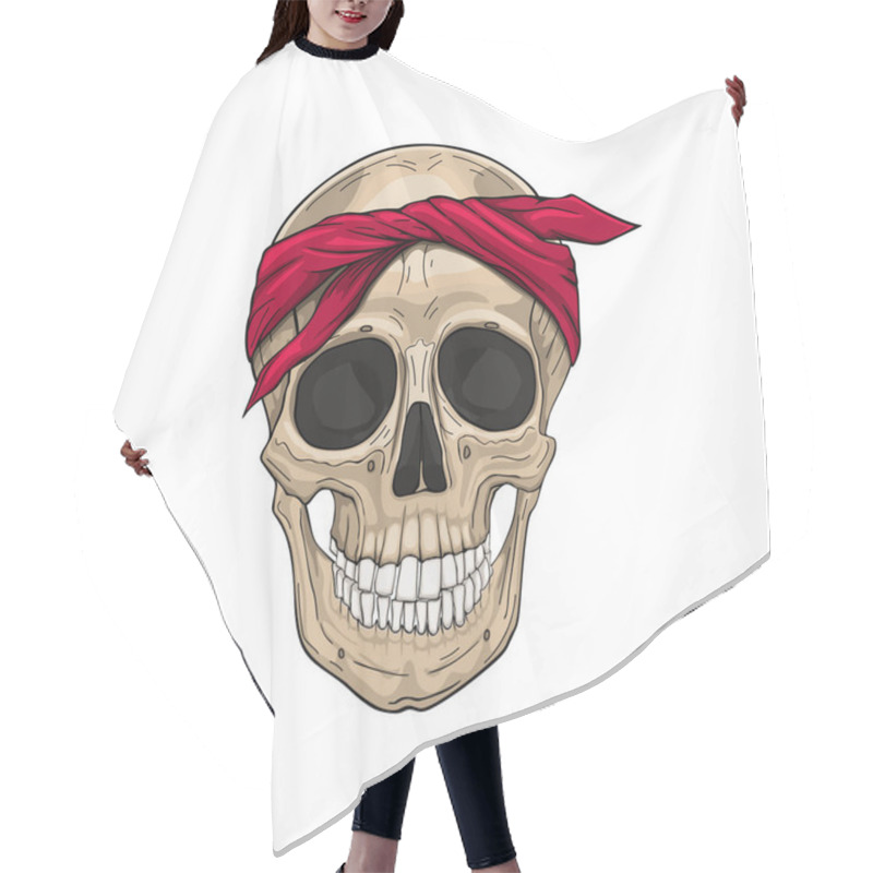 Personality  Skull Wearing Red Bandana. Vector Illustration Hair Cutting Cape