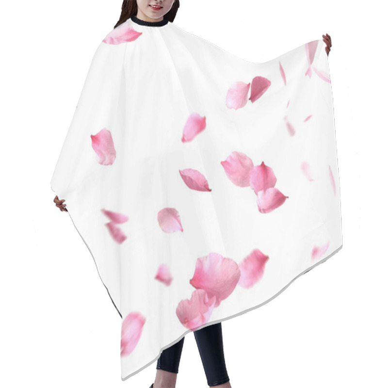 Personality  Beautiful Sakura Flower Petals Flying On White Background  Hair Cutting Cape