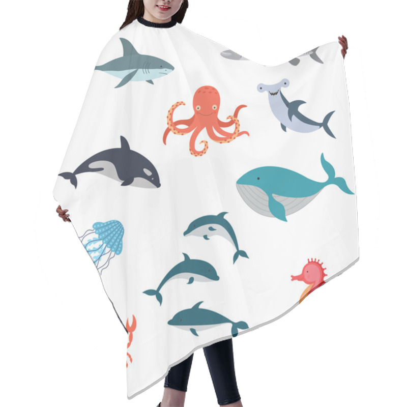 Personality  Marine Life Vector Design Illustration Hair Cutting Cape