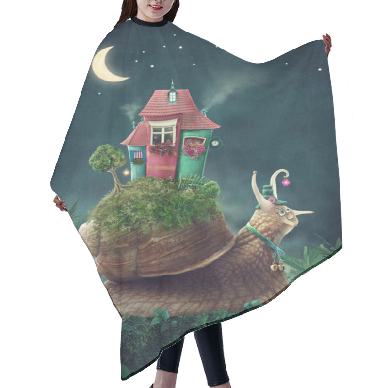 Personality  Cute Snail With House In Fairytale Land Hair Cutting Cape