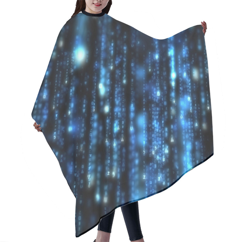 Personality  Lines Of Blue Blurred Letters Falling Hair Cutting Cape