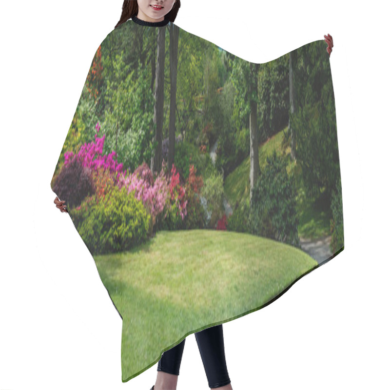 Personality  Beautiful Garden With Blooming Trees During Spring Time Hair Cutting Cape