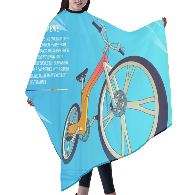 Personality  Freeride Downhill Bike On City Background. Two-wheeled Arbon Bicycle. Line Vector Illustration With Trend Gradients Hair Cutting Cape