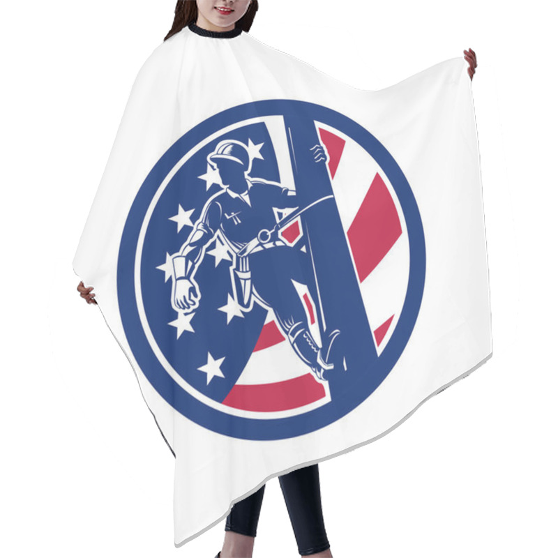 Personality  American Lineworker USA Flag Icon Hair Cutting Cape