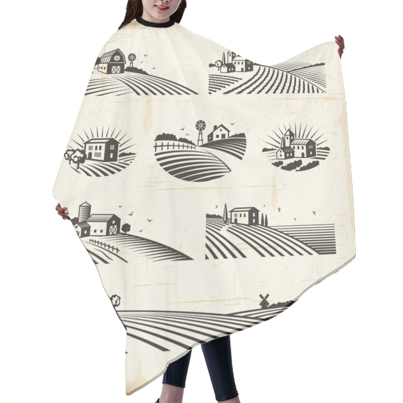 Personality  Retro Landscapes Hair Cutting Cape