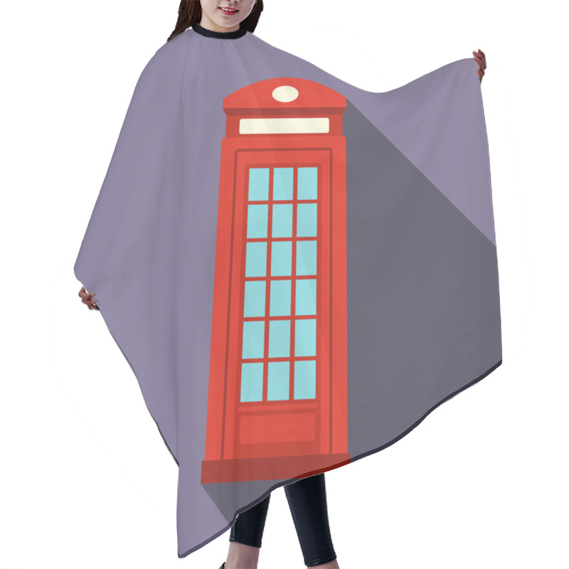 Personality  British Red Phone Booth Icon, Flat Style Hair Cutting Cape