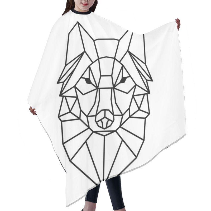 Personality  Modern Geometry Wolf Design Tattoo Vector Image Hair Cutting Cape