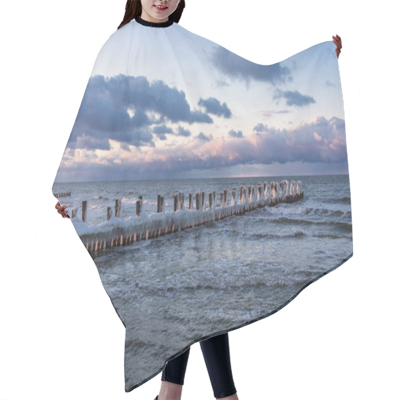 Personality  Groyne On Shore Of The Baltic Sea In Winter Hair Cutting Cape